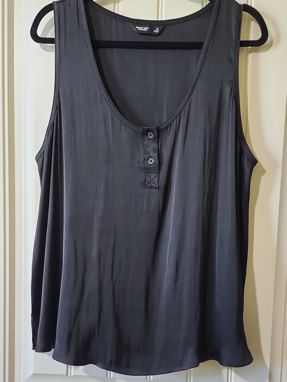 Simply Vera Wang Women's Silky Tank Sz XL Black